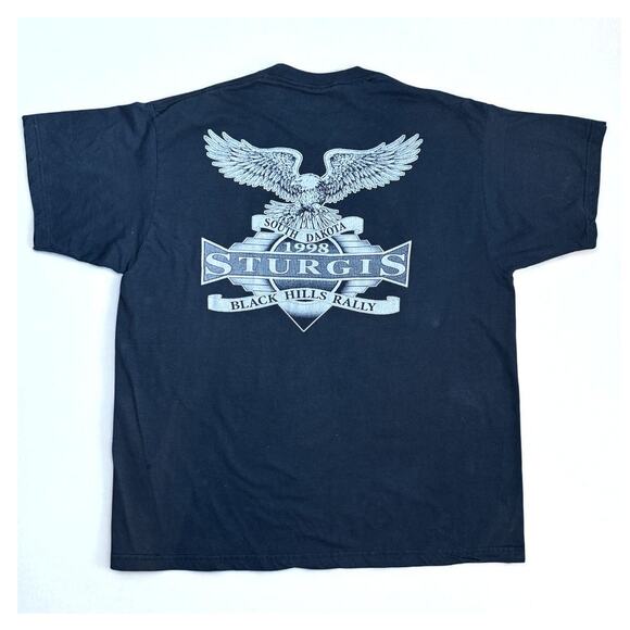 Vintage T-Shirt Bad to the Bone Sturgis 1998 Harley Davidson Biker Design XL - Picture 2 of 6